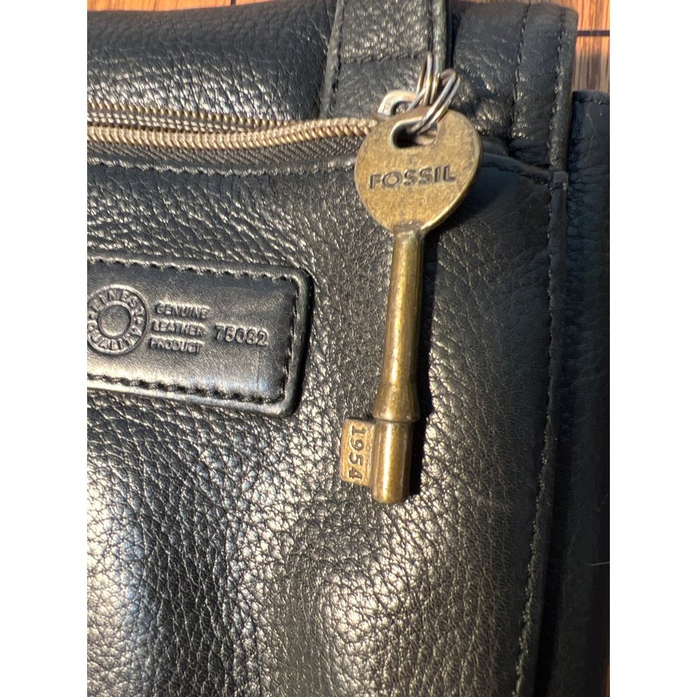 Fóssil Leather Purse Handbag Black Mini Messenger Bag